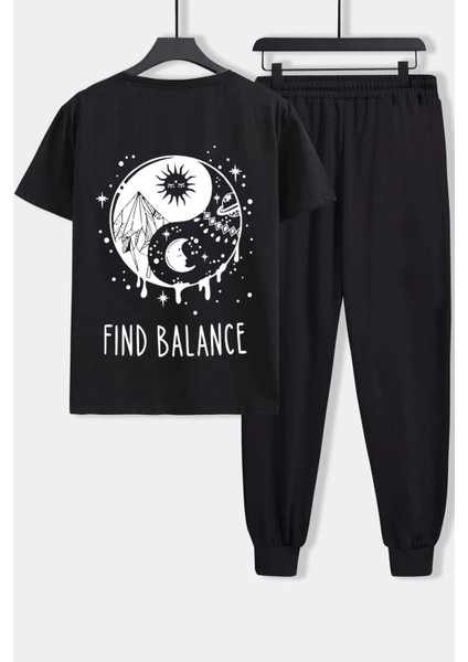 Unisex Yin & Yang Baskılı 2'li Eşofman Takımı