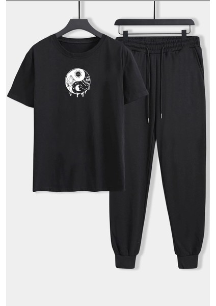 Unisex Yin & Yang Baskılı 2'li Eşofman Takımı
