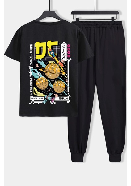 Unisex Tokoyaki Baskılı 2'li Eşofman Takımı