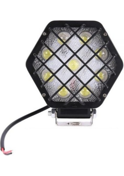 48W Altıgen Kafesli Siyah 16 LED Off Road Tekne Çalışma Lambası