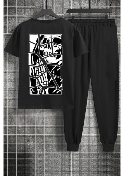 Unisex Skullcracked Baskılı 2'li Eşofman Takımı