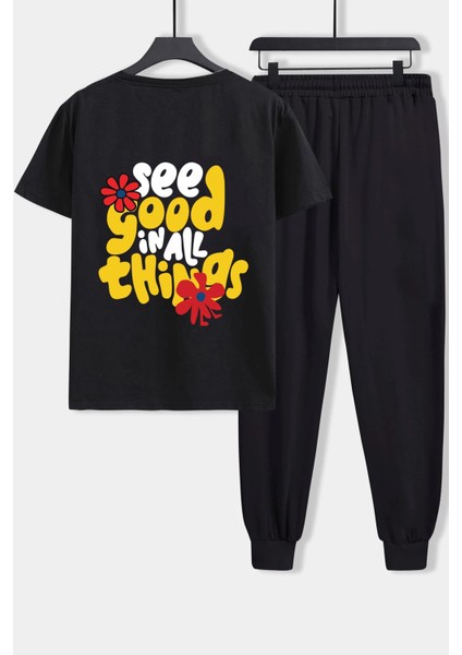 Unisex Good Things Baskılı 2'li Eşofman Takımı