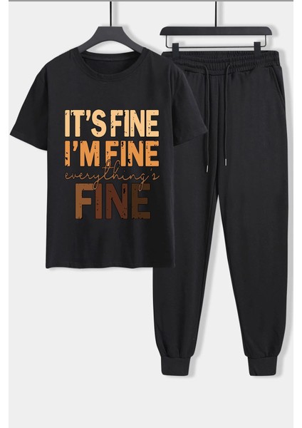 Unisex Fine Baskılı 2'li Eşofman Takımı