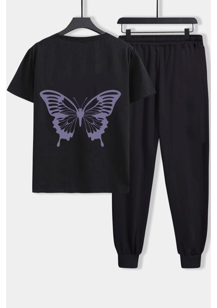 Unisex Butterfly Baskılı 2'li Eşofman Takımı