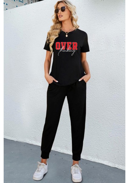 Unisex Over Thinking Baskılı 2'li Eşofman Takımı fiyatları