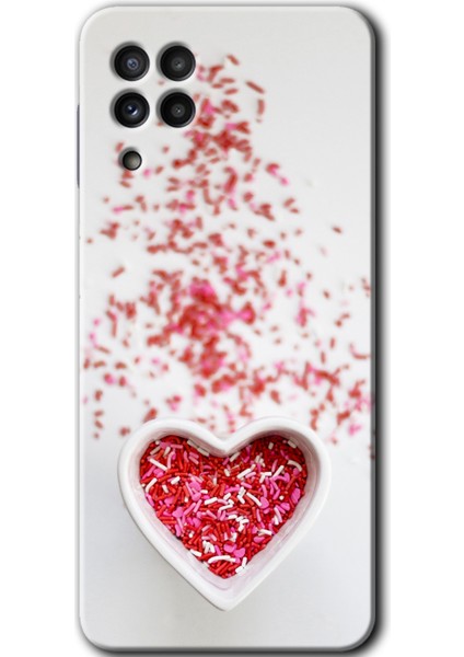 Samsung Galaxy A22 Kılıf Hd Desen Baskılı Arka Kapak - Kalpli Şekerleme