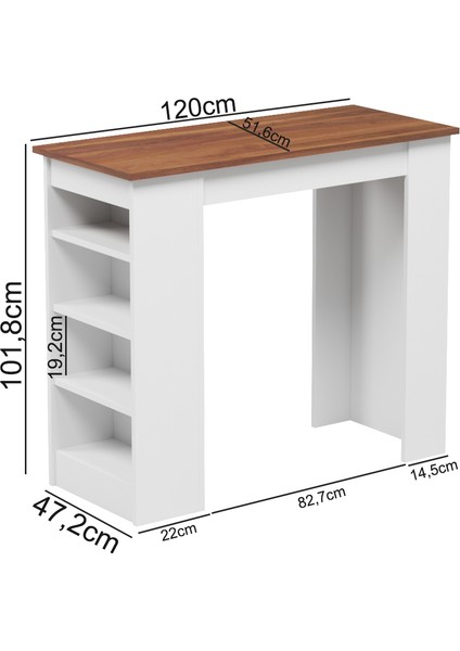Fix Mutfak Bar Masası Mutfak Masası Ceviz Beyaz