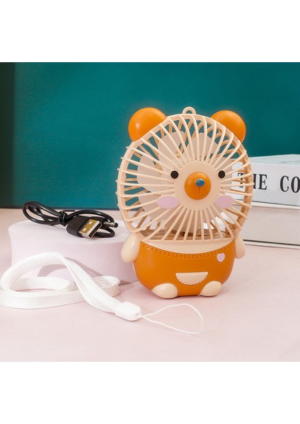 Sevimli Çizgi Film Ayı Mini Fan Çocuk El Fan Açık Portatif USB Şarj Fan (Yurt Dışından)