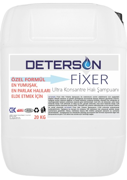 Fixer  Ultra Konsantre Halı Yıkama Şampuanı 20 kg