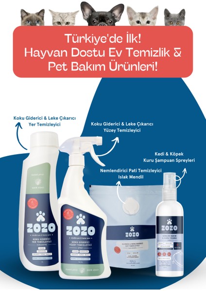 Zozo Cares Kedi & Köpek Kuru Şampuan Sprey - Beyaz Sabun Kokusu - Hipoalerjenik - 150 Ml