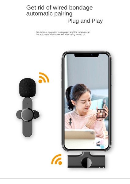 K8 Kablosuz Tak Çalıştır Yaka Mikrofonu (Telefon,tablet,pc)