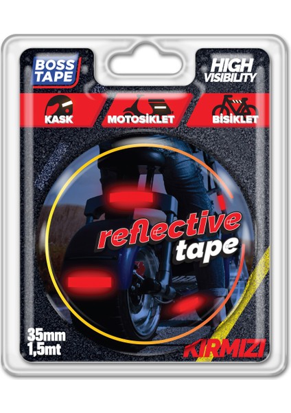 Reflektif Işık Gelince Parlayan Kedi Gözü Bant Kırmızı En:35mm Boy:1,5mt Motosiklet Bisiklet Dorse fırsatları