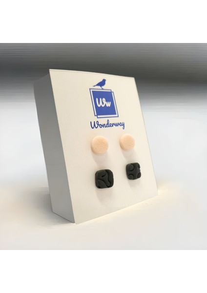 Polimer Kil El Yapımı Küpe-2 Çift : Siyah / Beyaz fiyatları