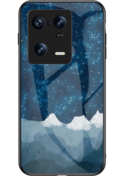 Lr Joyful Xiaomi 13 Pro 5g Için Yıldızlı Gökyüzü Desen Baskı Temperli Cam Telefon Kılıfı Sabit Pc+Yumuşak Tpu Şok Geçirmez Hibrit Kapak (Yurt Dışından)