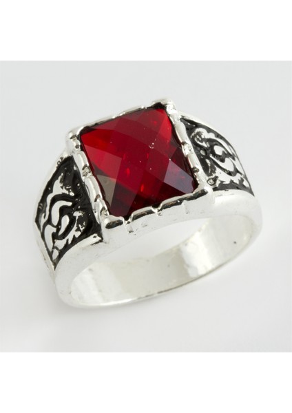 Kristal Taşlı Metal Erkek Yüzük