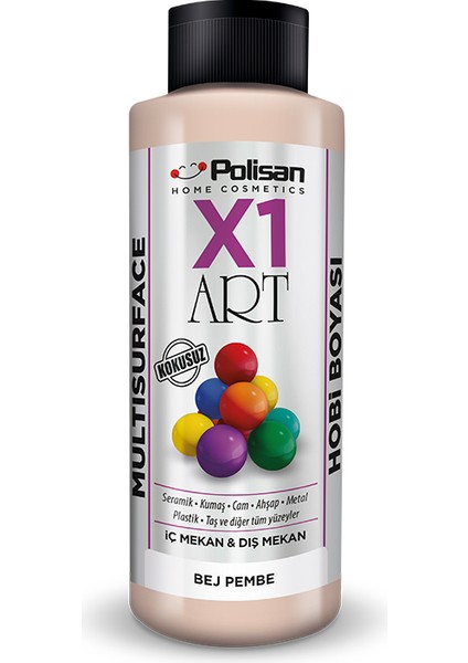 X1 Art Multisurface Hobi Boyası Bej Pembe 120 ml
