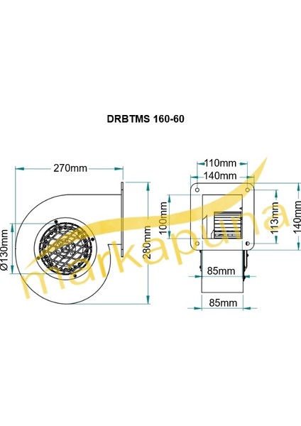 Fanex Drbtms 160-60 Dıştan Rotorlu 650 M³/h Salyangoz Fan