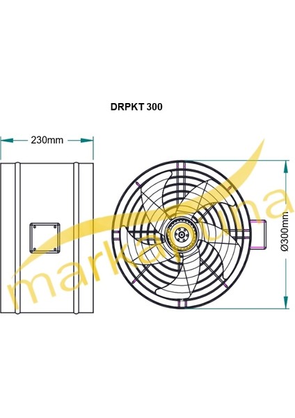 Fanex Drpkt 300 Dıştan Rotorlu 30 CM 2500 M³/h Kanal Tipi Aksiyel Sirkülasyon Fan