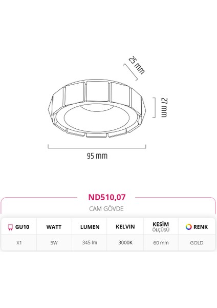 Sıva Altı Cam Spot Gold ND510