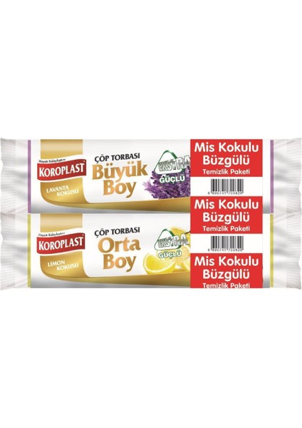 Büzgülü Orta Boy Limonlu & Büyük Boy Lavanta Çöp Torbası