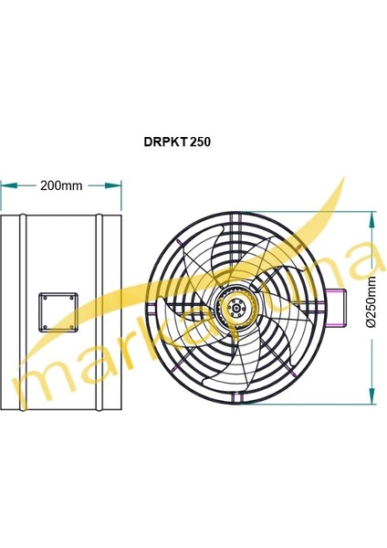 Fanex Drpkt 250 Dıştan Rotorlu 1800 M³/h Kanal Tipi Aksiyel Sirkülasyon Fan