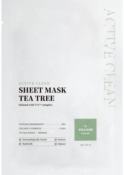 11 Factory Active Clean Sheet Mask Tea Tree