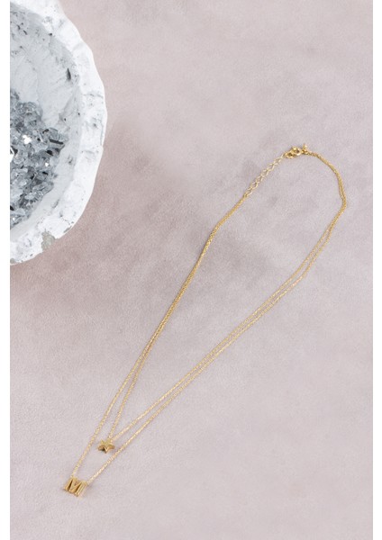 Kadın 925 Ayar Gümüş Çift Zincirli Harf Kolye fiyatları