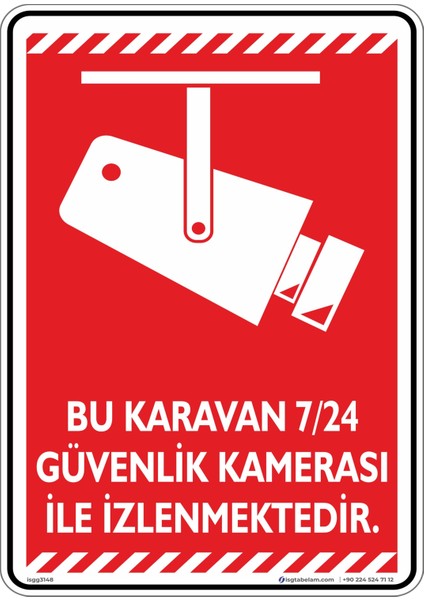 Bu Karavan 7/24 Güvenlik Kamerası ile İzlenmektedir./v1-1/25x35cm/Etiket