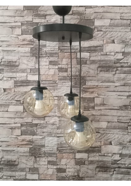 Glob Camlı 3'lü Sarkıt Avize