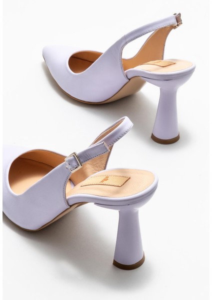 Lila Deri Kadın Topuklu Ayakkabı fırsatları