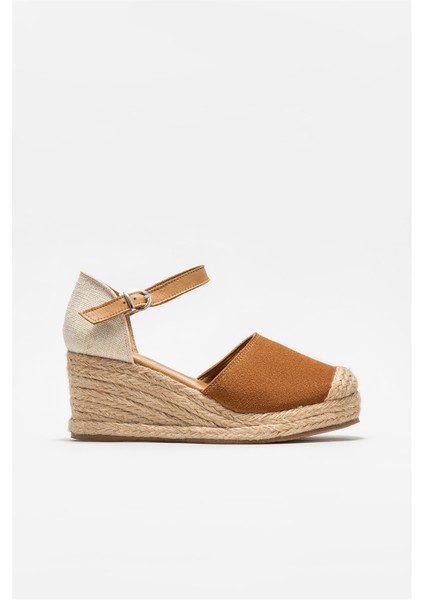 Taba Deri Kadın Dolgu Topuk Ayakkabı