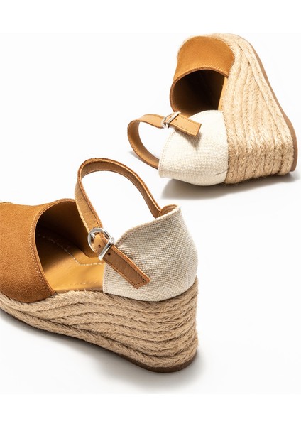 Taba Deri Kadın Dolgu Topuk Ayakkabı fırsatları