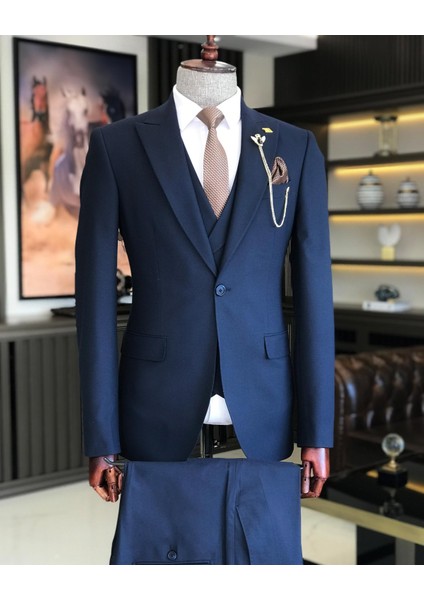 Italyan Stil Slim Fit Erkek Ceket Yelek Pantolon Takım Elbise Parlement T9117 fırsatları