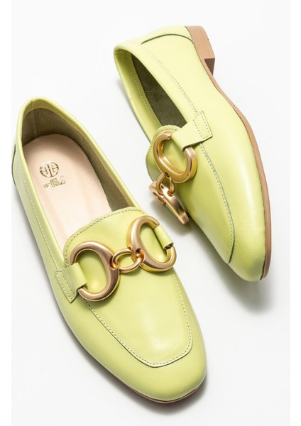 Yeşil Deri Kadın Loafer