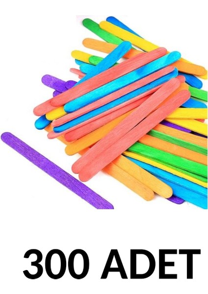 Puti 300 Adet Ahşap Renkli Dar Dil Çubuğu Abeslang Çubuğu Dar