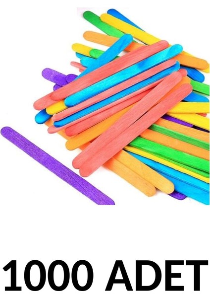 1000 Adet Ahşap Renkli Dar Dil Çubuğu Abeslang Çubuğu Dar