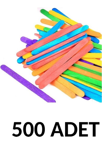 Puti 500 Adet Ahşap Renkli Dar Dil Çubuğu Abeslang Çubuğu Dar