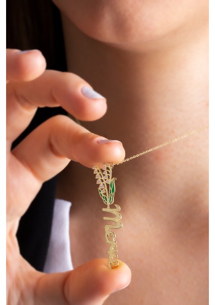 Kadın 925 Ayar Gümüş Doğum Ayı Çiçekleri İsim Kolye