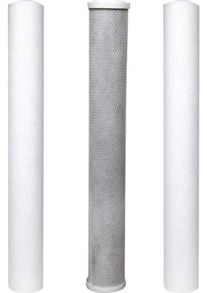 Su Arıtma 20 Inch 5 Micron Tortu + B. Aktif Karbon + Tortu Filtre