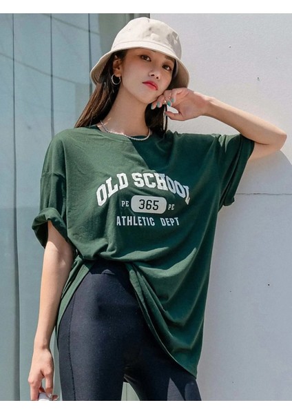 Kadın Old Scholl 365 Baskılı Oversize T-Shirt modelleri