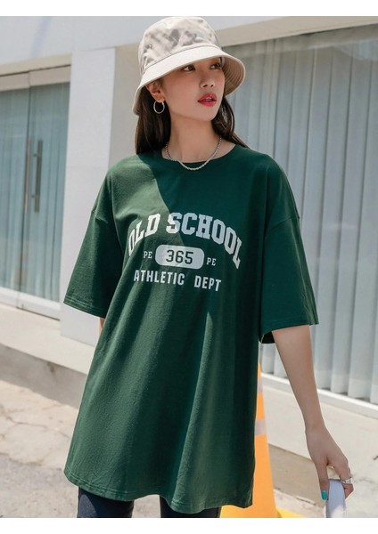 Kadın Old Scholl 365 Baskılı Oversize T-Shirt