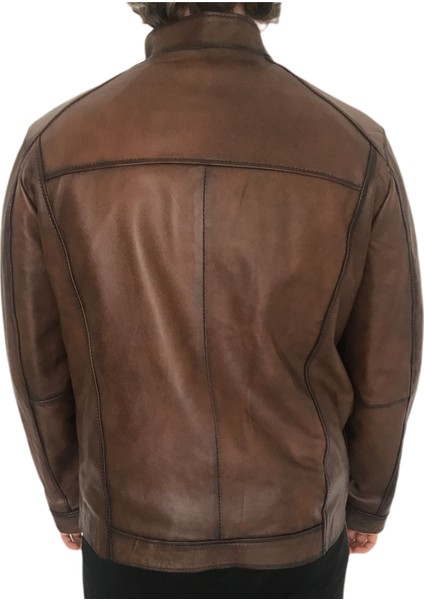 Gerçek Deri Spor Kesim Hakim Yaka Erkek Deri Mont modelleri