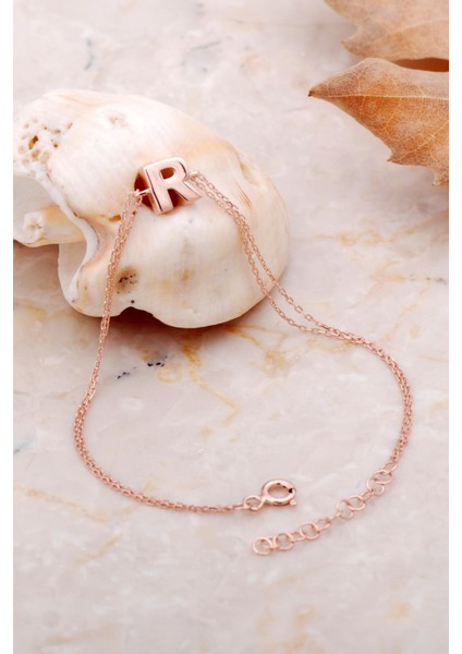 R Harfi Rose Gümüş Bileklik 4240