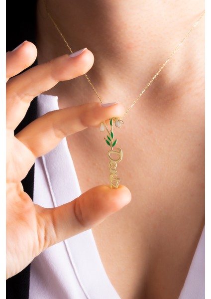 Kadın 925 Ayar Gümüş Doğum Ayı Çiçekleri İsim Kolye