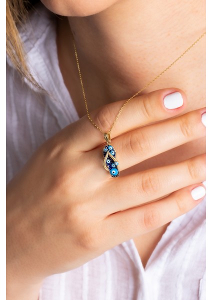 Kadın 925 Ayar Gümüş Nazarlı Terlik Kolye