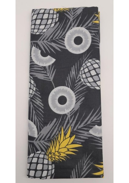 120X50 cm Koyu Gri Ananas Desen Pamuklu Astarlık Kumaş No:19