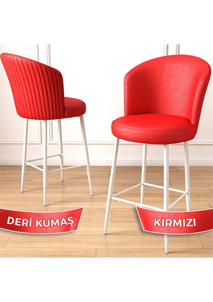 Uras Serisi 2 Adet Deri Bar Sandalyesi Deri Ada Mutfak Sandalyesi Beyaz Metal Ayaklı fiyatları