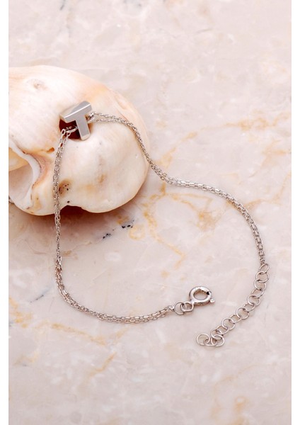 T Harfi Rodyumlu Gümüş Bileklik 4248