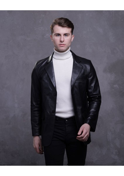 Erkek Hakiki Deri Blazer Ceket