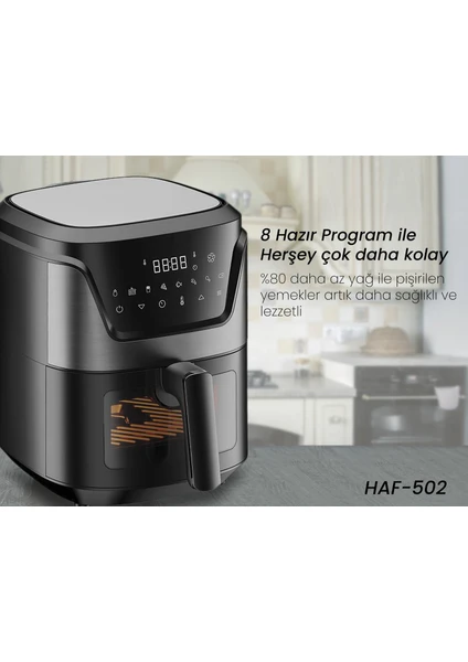 HAF-502 Digital Air Fryer 6 Litre (Hiking Türkiye Garantili)